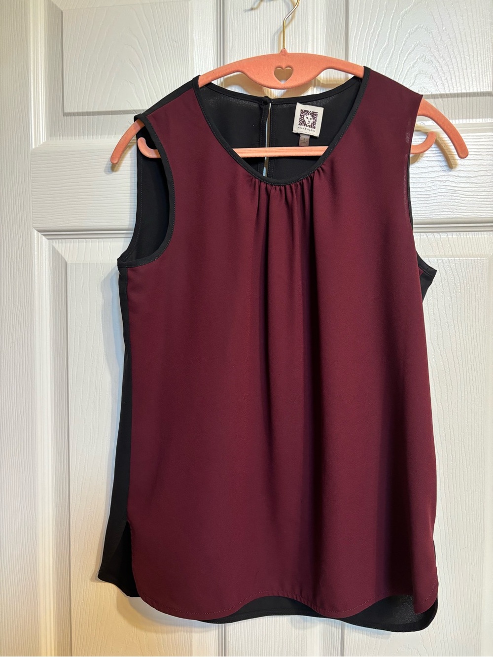 Anne Klein Burgundy and Black Sleeveless Shell